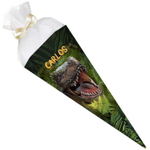 Bedruckte Schultüte mit Namen - T-Rex