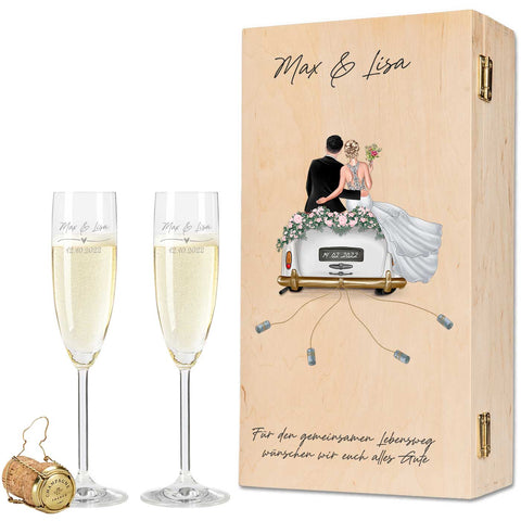Leonardo Verre gravés - Voiture de mariage & Wedding Love en set