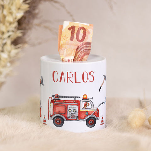 Tirelire en céramique - Camion de pompiers