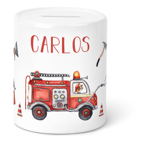 Tirelire en céramique - Camion de pompiers