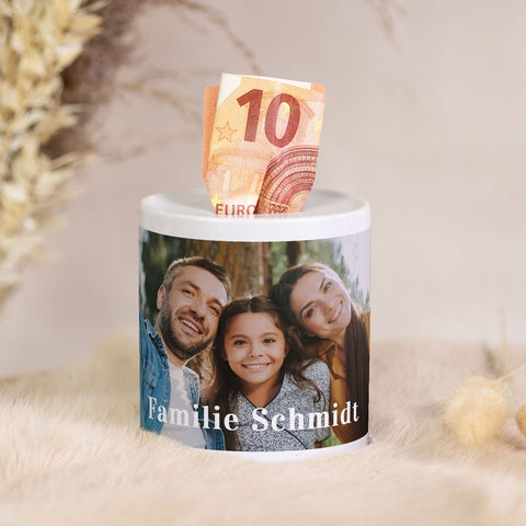 Tirelire en céramique - avec votre propre photo
