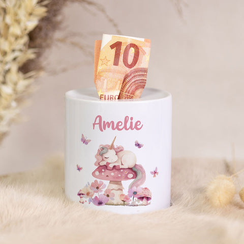 Tirelire en céramique - Licorne endormie