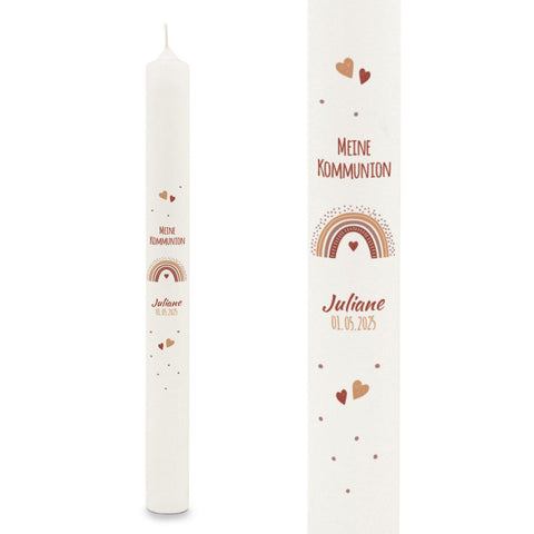 Cierge "Arc-en-ciel" - Bougie de communion avec nom et date
