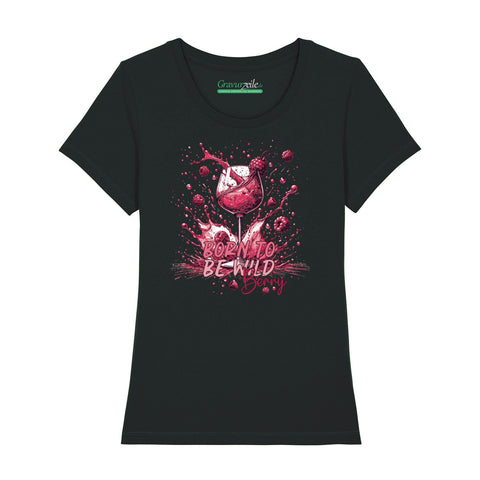 Damski T-shirt z nadrukiem - Born to be wild berry