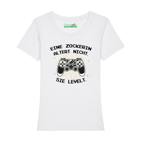 Damski T-shirt z nadrukiem - Gracz się nie starzeje