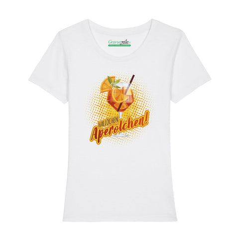Damski T-shirt z nadrukiem - Hallöchen Aperölchen