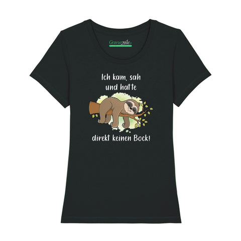 Damski T-shirt z nadrukiem - Przyszłam, zobaczyłam, nie chce mi się