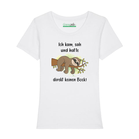 Damski T-shirt z nadrukiem - Przyszłam, zobaczyłam, nie chce mi się