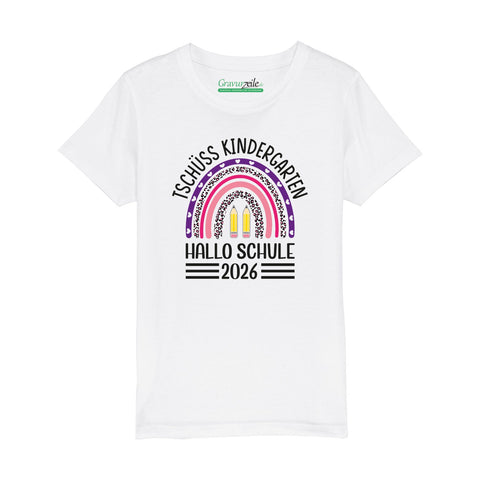 Nadrukowany T-shirt dla dzieci - Żegnaj Przedszkole Tęcza Fiolet