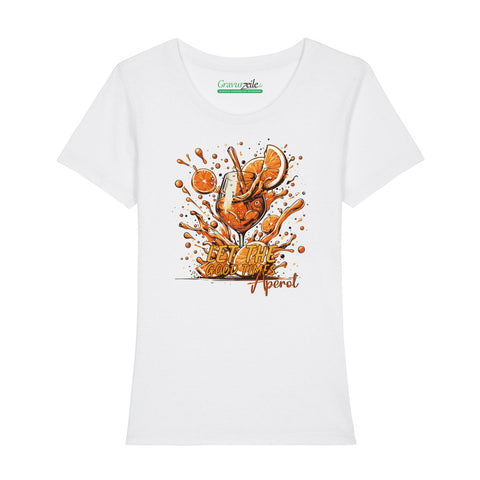 Damski T-shirt z nadrukiem - Let the good times aperol