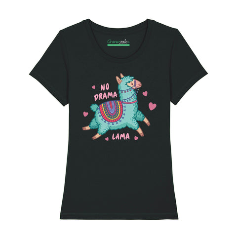 Damski T-shirt z nadrukiem - No drama Lama