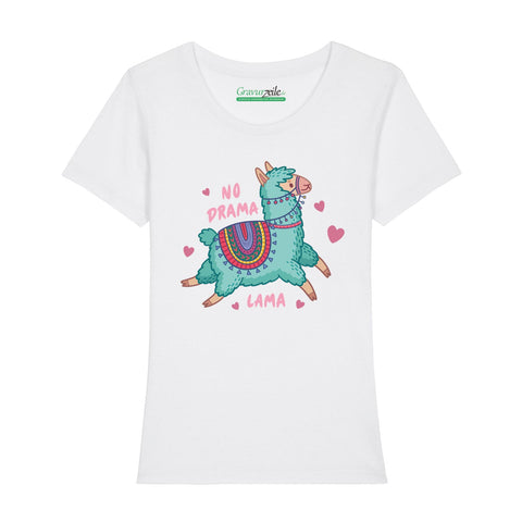 Damski T-shirt z nadrukiem - No drama Lama