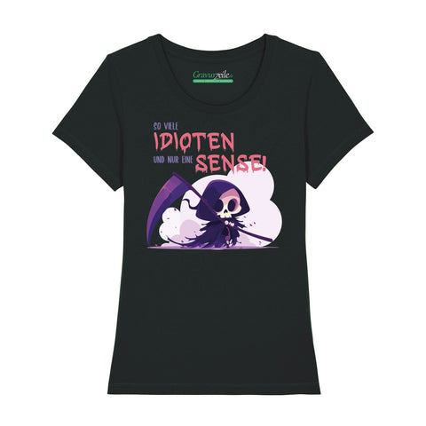 Damski T-shirt z nadrukiem - Tyle idiotów