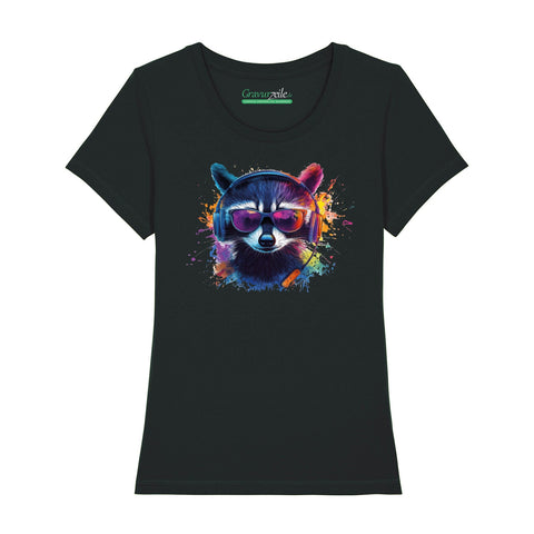 Damski T-shirt z nadrukiem - Szop pracz