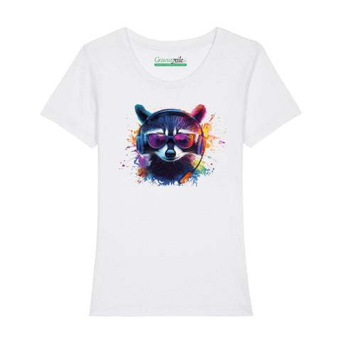 Damski T-shirt z nadrukiem - Szop pracz