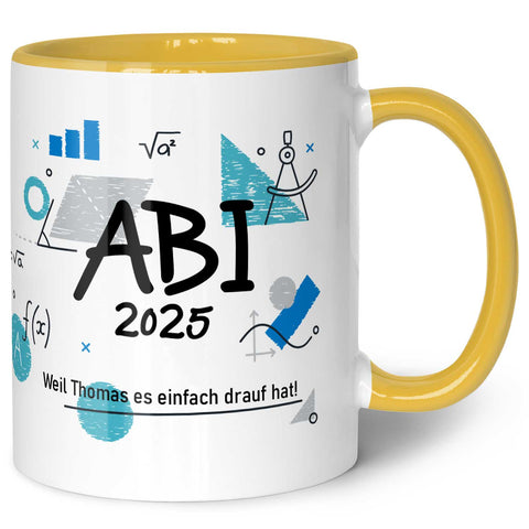 Bedruckte Tasse mit Spruch - Abi - Personalisiert mit Namen