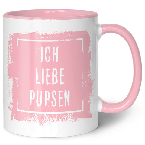 Bedruckte Tasse mit Spruch - "Ich Liebe Pupsen"