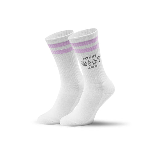 Skarpetki tenisowe - Mom Life - personalizowane z imieniem