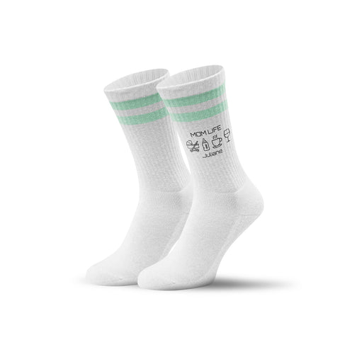 Skarpetki tenisowe - Mom Life - personalizowane z imieniem