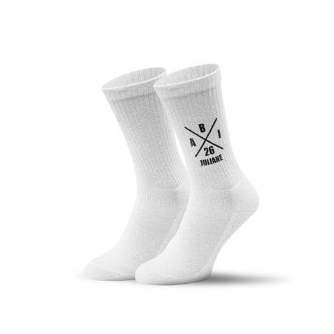 Chaussettes de tennis - croix Abitur - personnalisées avec nom et année