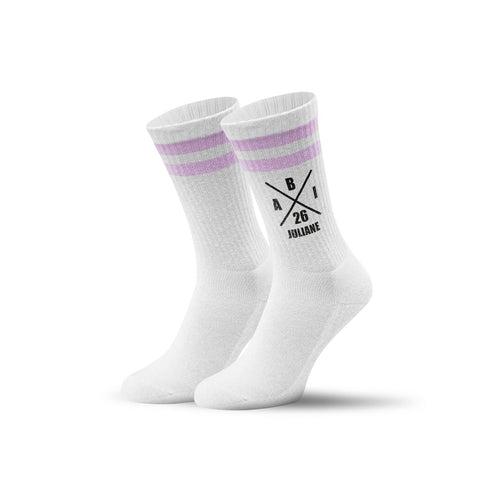 Chaussettes de tennis - croix Abitur - personnalisées avec nom et année