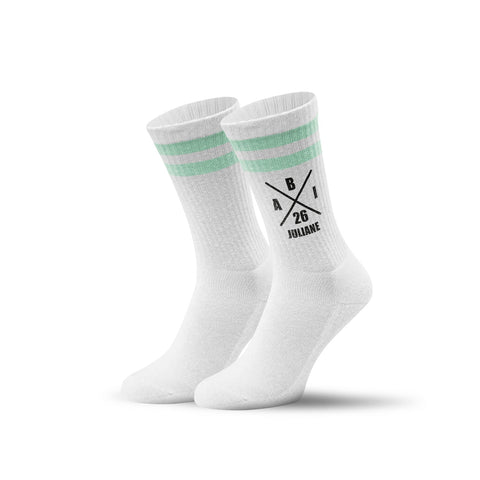 Chaussettes de tennis - croix Abitur - personnalisées avec nom et année