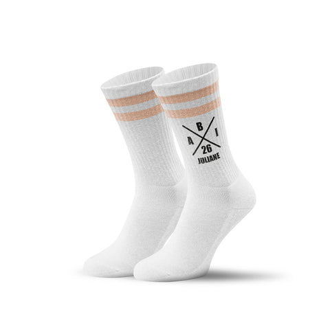 Chaussettes de tennis - croix Abitur - personnalisées avec nom et année