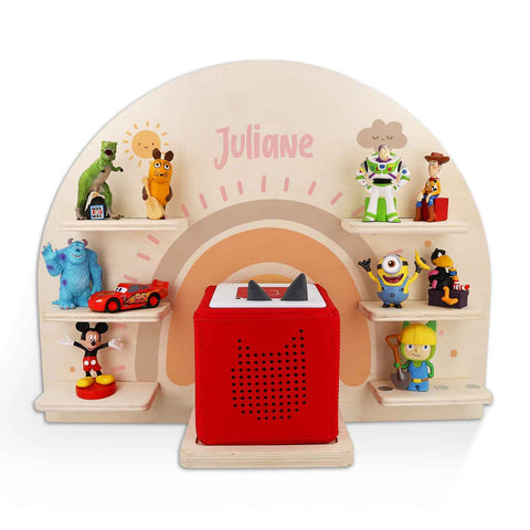 Étagère Toniebox pour chambre d'enfant - Arc-en-ciel Pastel - Personnalisée avec nom