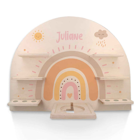 Étagère Toniebox pour chambre d'enfant - Arc-en-ciel Pastel - Personnalisée avec nom