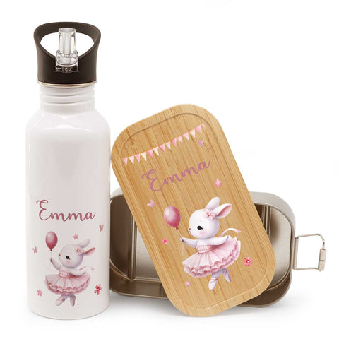 Boîte à goûter et gourde imprimées en set - Ballet