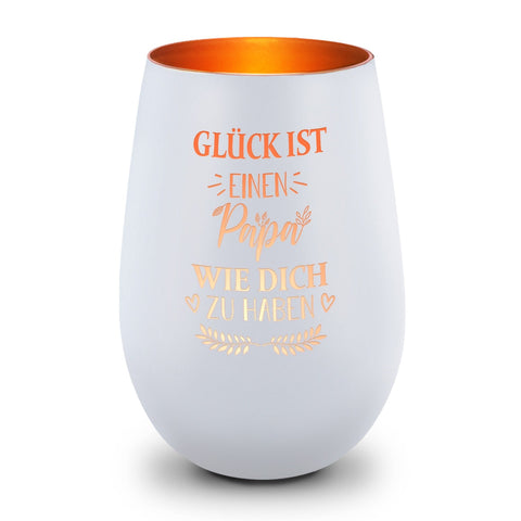 Deko Windlicht aus Glas mit Gravur - Glück ist einen Papa wie Dich zu haben