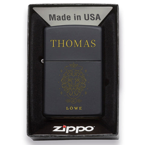 GRAVURZEILE x ZIPPO Personalisiertes Sturmfeuerzeug - Sternzeichen - Windfest und Langlebig - Nachfüllbar