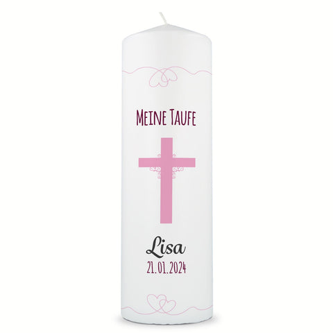 Große Kerze "Kreuz" - Taufkerze mit Namen, Datum & Taufspruch