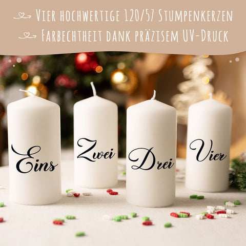 Kleine Kerzen Advent Ziffern - Adventskerzen im 4er Set