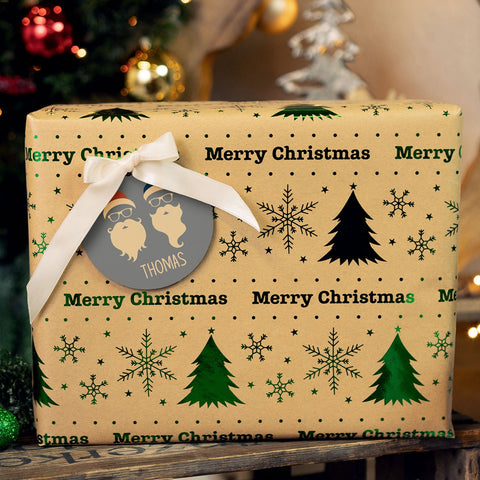 Ozdoby choinkowe z drewna - Cool Santa - Zawieszka świąteczna z imieniem