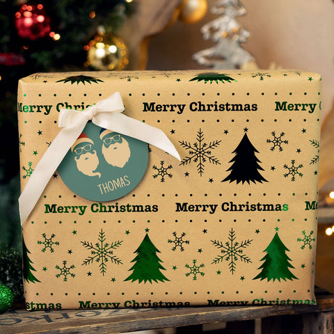 Ozdoby choinkowe z drewna - Cool Santa - Zawieszka świąteczna z imieniem