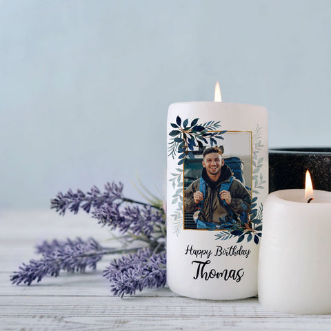 Mała świeczka "Happy Birthday Foto" - Świeczka urodzinowa z imieniem i własnym zdjęciem
