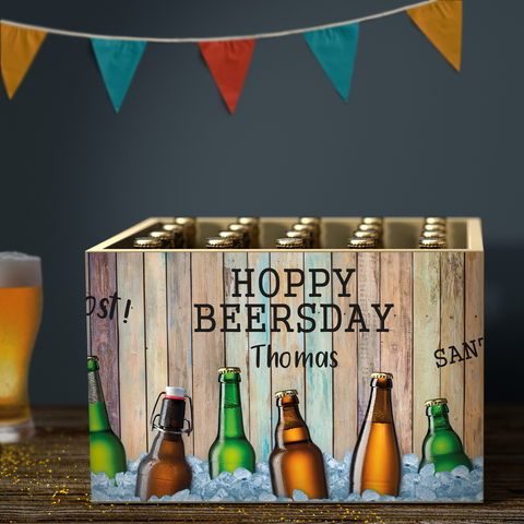 Banderola na skrzynkę piwa DIY z 24 naklejkami na kapsle - Hoppy Beersday