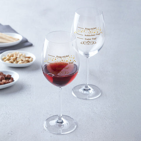 Verres à vin Leonardo avec impression UV - Mauvaise journée, Bonne journée en set