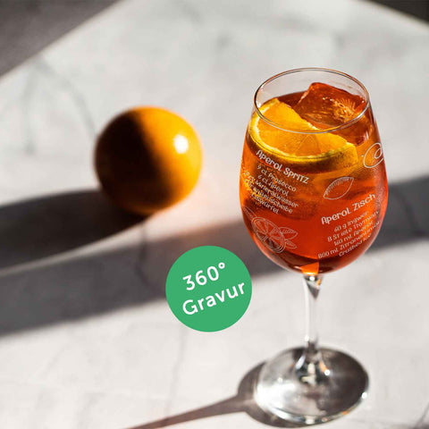 Kieliszek do wina Leonardo z grawerem „Przepisy Aperol” – grawer 360°