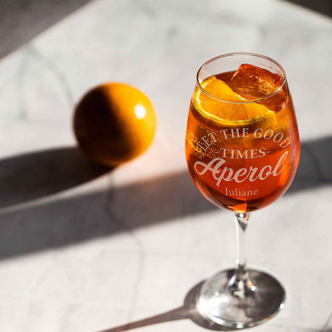Kieliszek do wina Leonardo z grawerem — „Let the good times Aperol” z imieniem