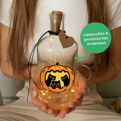 Światło w butelce z girlandą LED w halloweenowym wzorze Dynia Kot UV