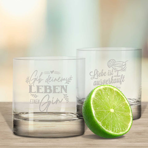 2er Set Montana GIN-Gläser "Gib deinem Leben" & "Liebe ist ausverkauft"