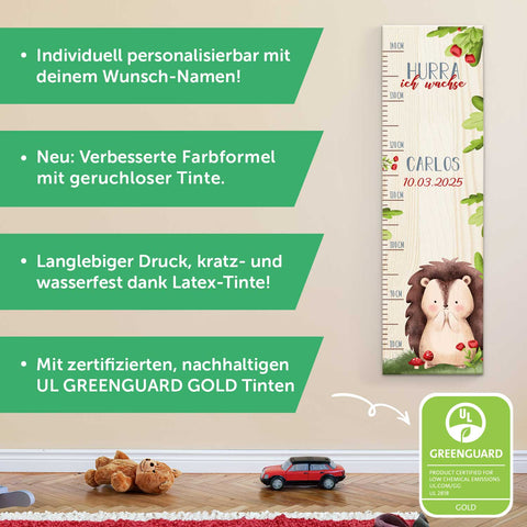 Toise murale enfant personnalisable en bois - Animaux de la forêt