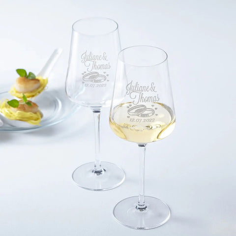 Leonardo Weingläser mit Gravur im "Wedding" Design als Set