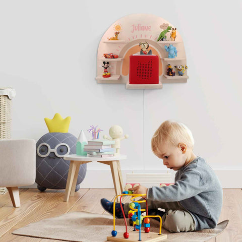 Étagère Toniebox pour chambre d'enfant - Arc-en-ciel Pastel - Personnalisée avec nom