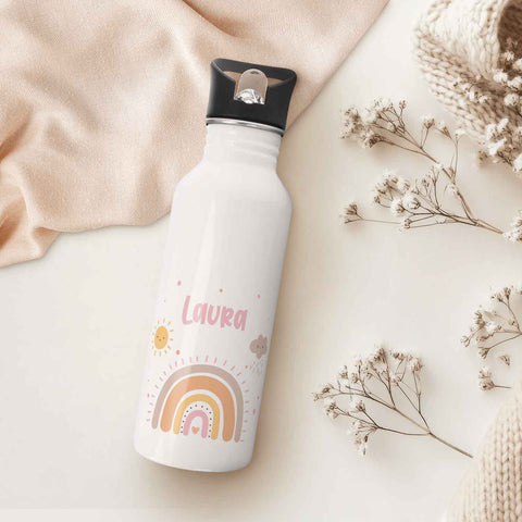 Bouteille isotherme imprimée en acier inoxydable - Rainbow Pastel