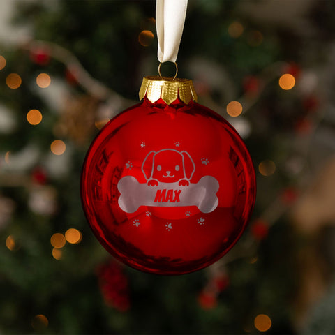 Boule de Noël gravée - Animal de compagnie - Chien et chat