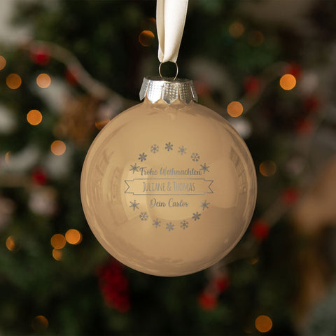 Boule de Noël gravée avec texte personnalisé