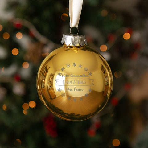 Boule de Noël gravée avec texte personnalisé